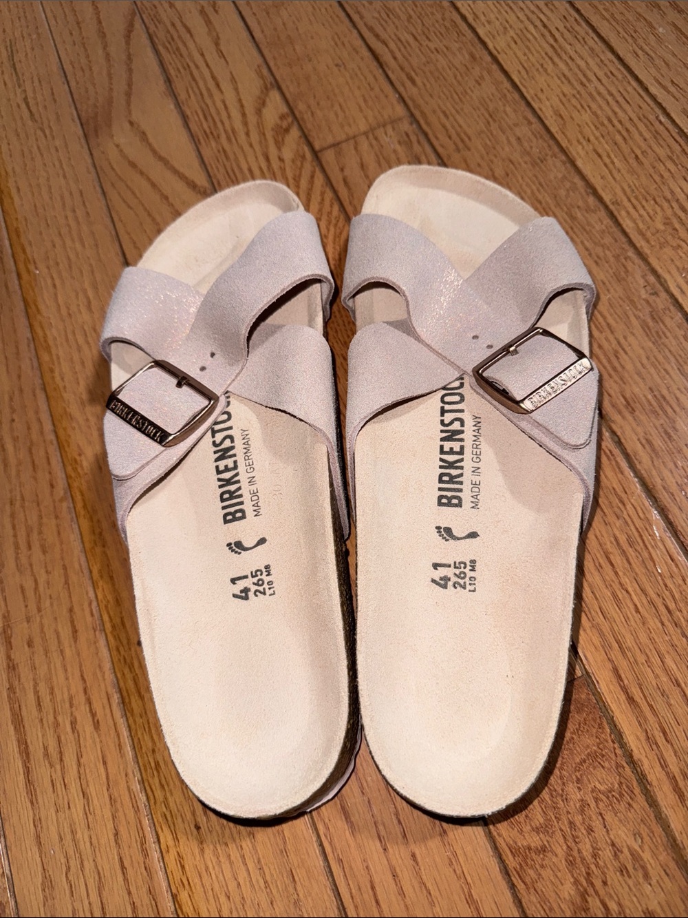 Birkenstock Women's Glitter Cross-Strap Sandals in Pale Pink